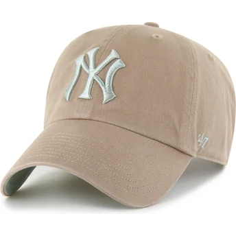 Brun böjd justerbar keps Clean Up Ballpark från New York Yankees MLB av 47 Brand