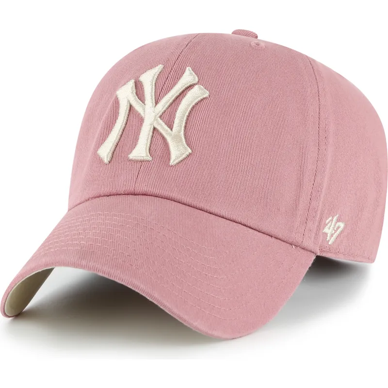 justerbar-lyserod-curved-kasket-clean-up-ballpark-fra-new-york-yankees-mlb-af-47-brand