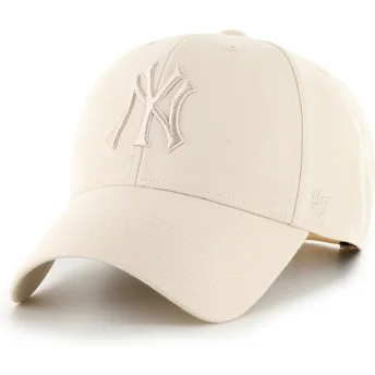 Beige kurvad keps snapback med beige MVP Ballpark-logotyp från New York Yankees MLB av 47 Brand