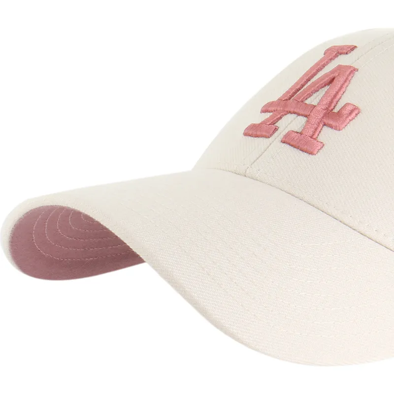 cappellino-curvo-beige-snapback-con-logo-rosa-mvp-ballpark-dei-los-angeles-dodgers-mlb-di-47-brand