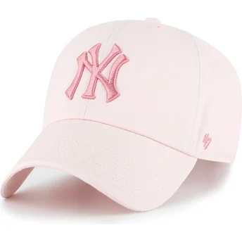 Cappellino curvo rosa regolabile con logo rosa Clean Up No Loop Label dei New York Yankees MLB di 47 Brand