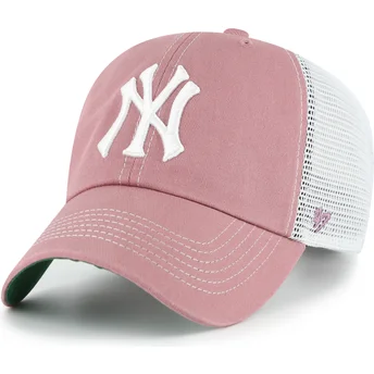 47 Brand Clean Up Trawler New York Yankees MLB Pink Trucker Hat