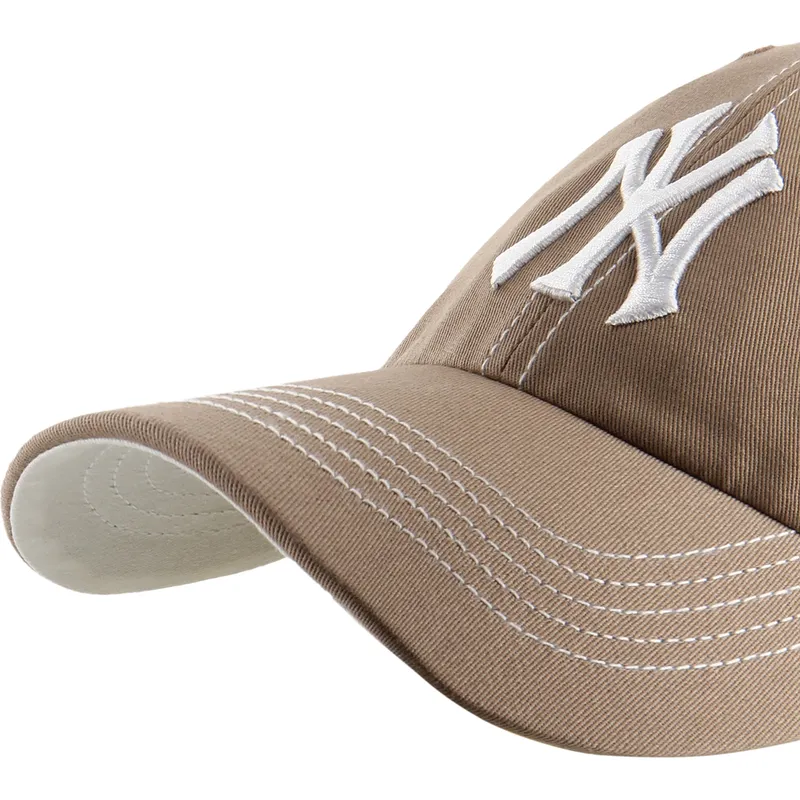 casquette-courbee-marron-ajustable-clean-up-contrast-stitch-new-york-yankees-mlb-47-brand