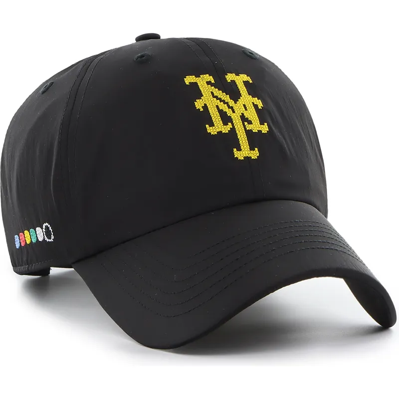 casquette-courbee-noire-ajustable-clean-up-eight-bit-hero-new-york-mets-mlb-47-brand