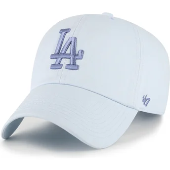 47 Brand Curved Brim Blue Logo Clean Up No Loop Label Los Angeles Dodgers MLB Blue Adjustable Cap