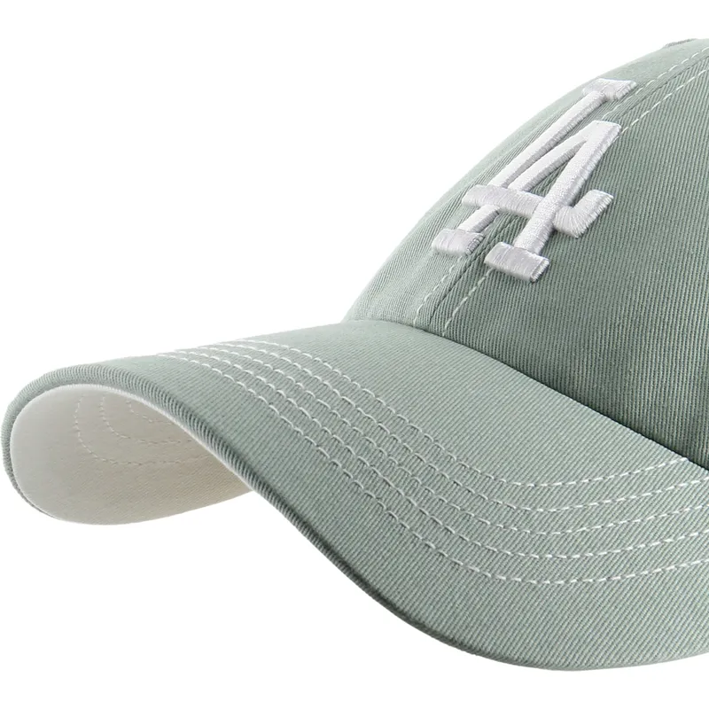 cappellino-con-visiera-curva-verde-regolabile-clean-up-contrast-stitch-dei-los-angeles-dodgers-mlb-di-47-brand