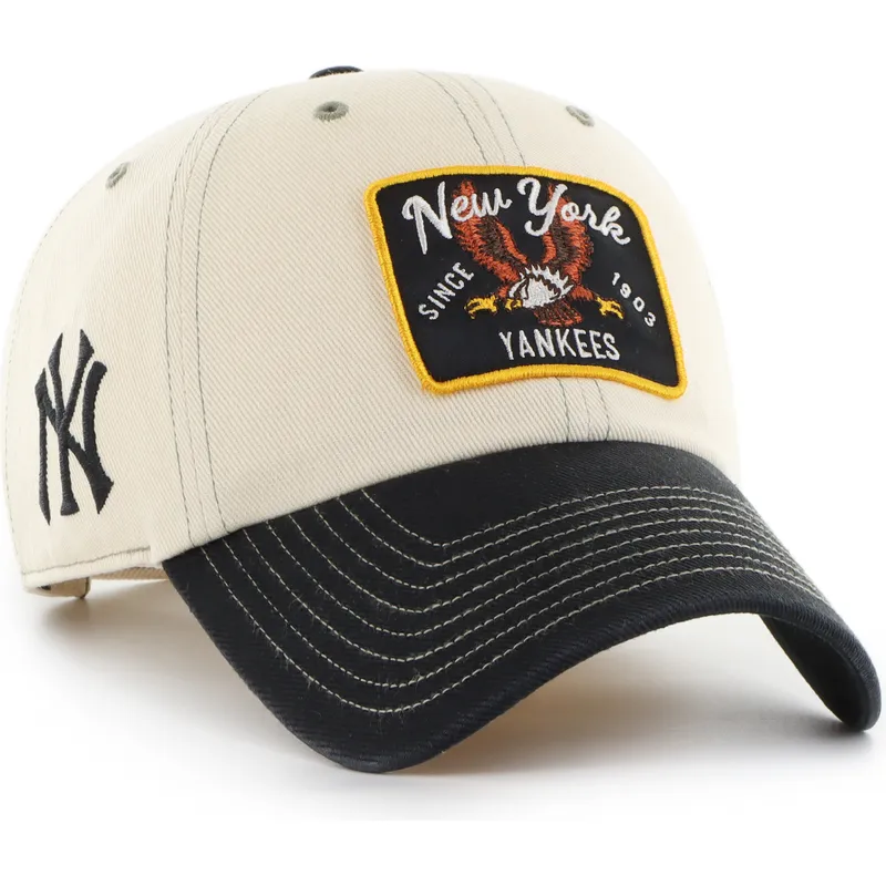 buet-beige-og-sort-justerbar-kasket-clean-up-keepsake-fra-new-york-yankees-mlb-fra-47-brand