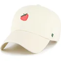 cappellino-curvo-beige-regolabile-strawberry-cookie-clean-up-food-base-runner-icon-di-47-brand