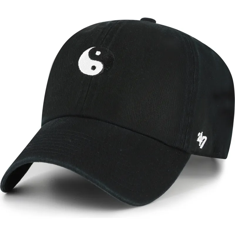 casquette-courbee-noire-ajustable-yin-yang-smiley-clean-up-base-runner-icon-47-brand