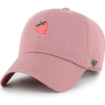 Cappellino curvo rosa regolabile Strawberry Fruit Clean Up Base Runner Icon di 47 Brand