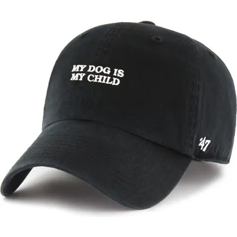 Casquette courbée noire ajustable My Dog Is My Child Phrase Clean Up Base Runner Icon 47 Brand