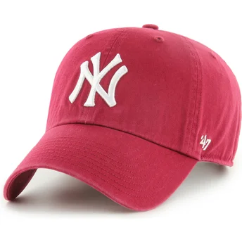 Cappellino curvo rosso scuro regolabile Clean Up dei New York Yankees MLB di 47 Brand