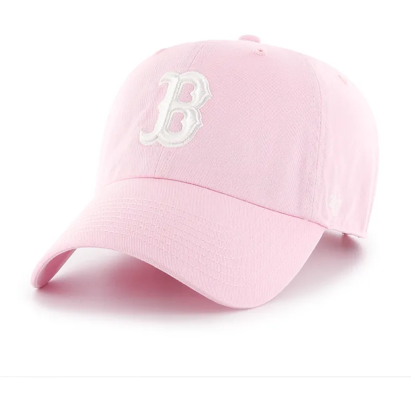 rosa-verstellbare-curved-cap-clean-up-der-boston-red-sox-mlb-von-47-brand