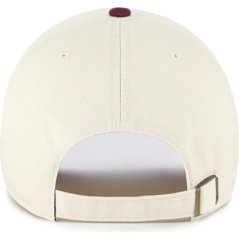 beige-und-weinrote-verstellbare-curved-cap-clean-up-two-tone-no-loop-label-der-new-york-yankees-mlb-von-47-brand