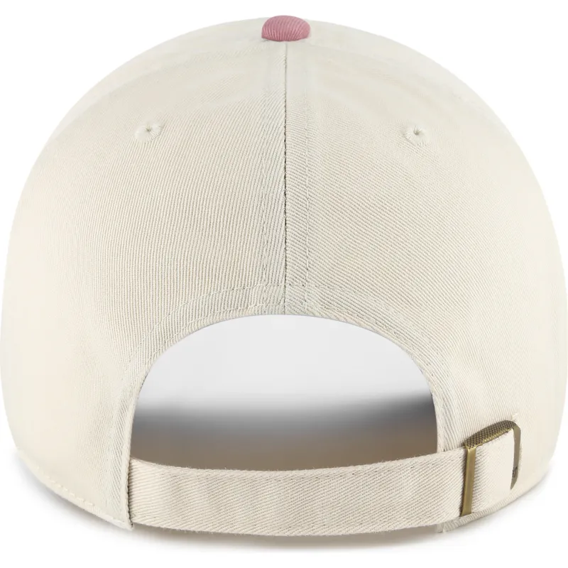 buet-beige-og-lyserod-justerbar-kasket-clean-up-base-runner-two-tone-fra-new-york-yankees-mlb-fra-47-brand