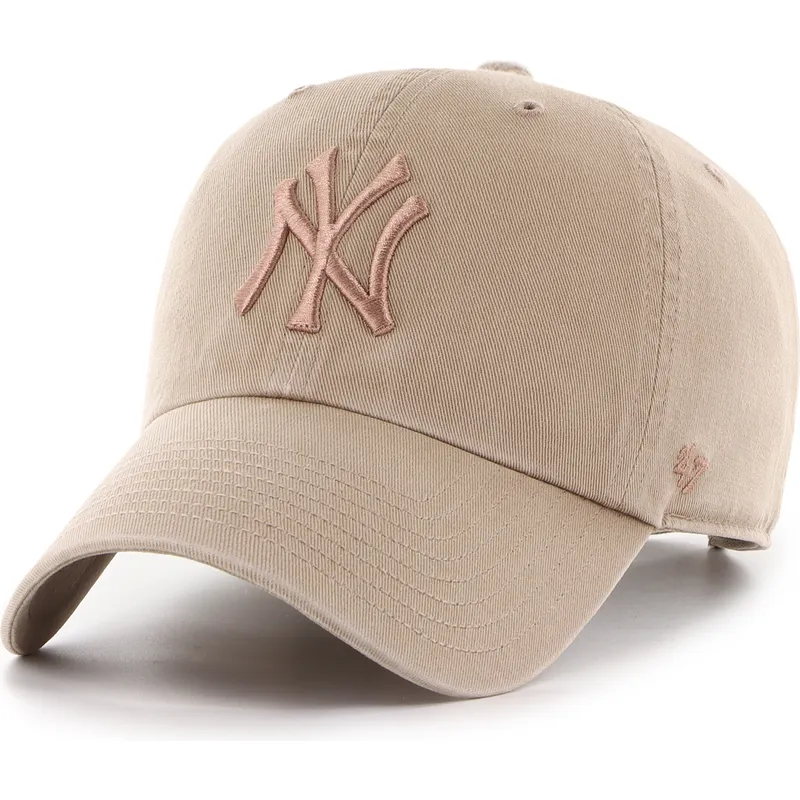 gorra-curva-marron-ajustable-con-logo-marron-clean-up-no-loop-label-de-new-york-yankees-mlb-de-47-brand