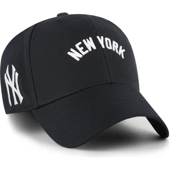 Cappellino curvo blu marino regolabile MVP Ballpark Script Shot dei New York Yankees MLB di 47 Brand