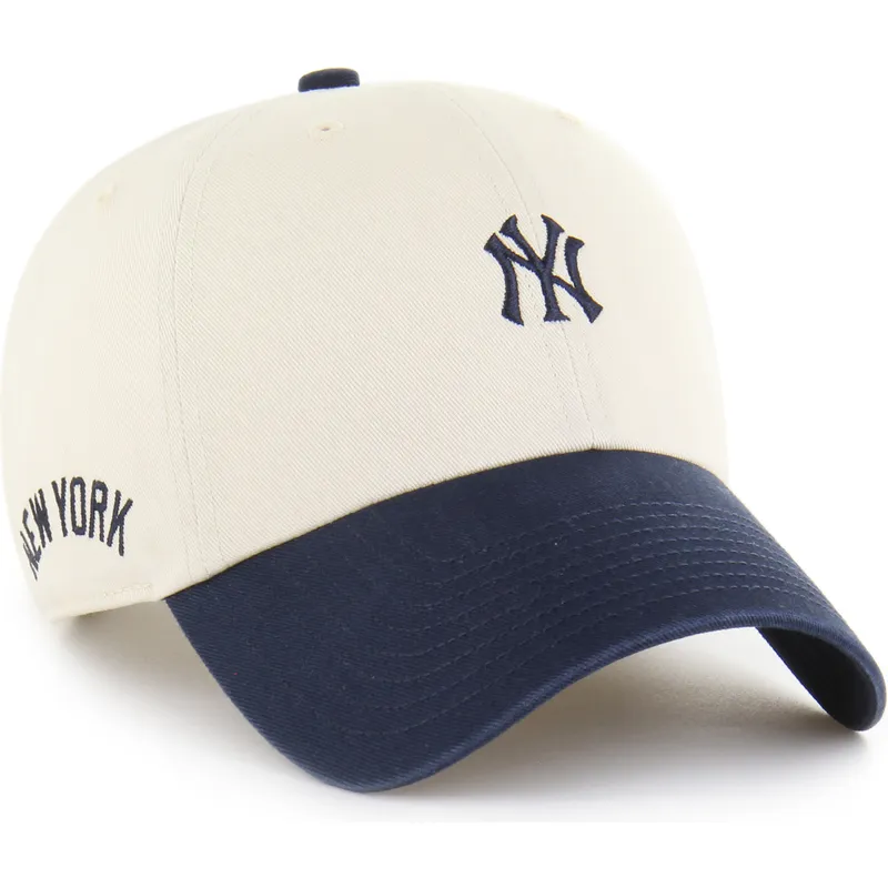 buet-kasket-beige-og-marinebla-justerbar-clean-up-base-runner-sure-shot-two-tone-fra-new-york-yankees-mlb-fra-47-brand