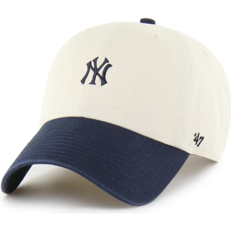 bezowa-i-granatowa-regulowana-czapka-z-daszkiem-clean-up-base-runner-sure-shot-two-tone-new-york-yankees-mlb-od-47-brand