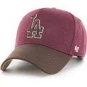 47-brand-curved-brim-mvp-dt-sure-shot-two-tone-cotton-los-angeles-dodgers-mlb-maroon-and-brown-snapback-cap
