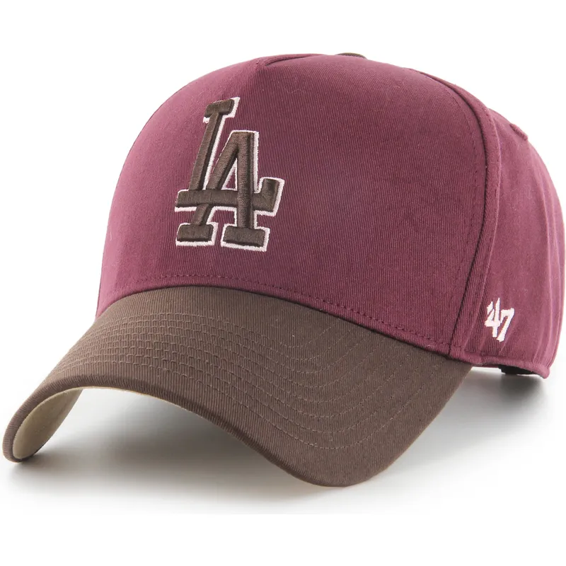 47-brand-curved-brim-mvp-dt-sure-shot-two-tone-cotton-los-angeles-dodgers-mlb-maroon-and-brown-snapback-cap