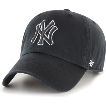 Svart böjd justerbar keps Clean Up No Loop Label från New York Yankees MLB av 47 Brand