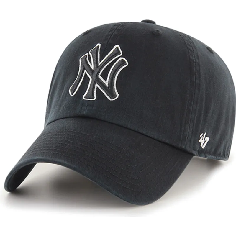 casquette-courbee-noire-ajustable-clean-up-no-loop-label-new-york-yankees-mlb-47-brand