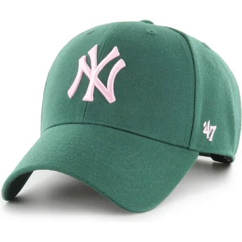 Grön kurvad snapback-keps med rosa MVP-logotyp från New York Yankees MLB av 47 Brand