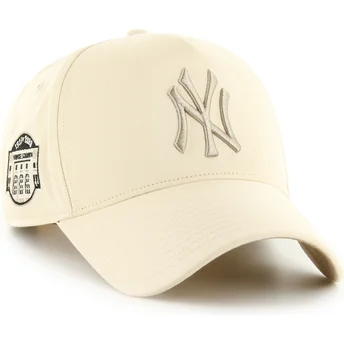 47 Brand Curved Brim MVP DT Sure Shot Two Tone Cotton New York Yankees MLB Beige Snapback Cap with Beige Logo