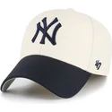 buet-beige-og-marinebla-justerbar-kasket-mvp-two-tone-fra-new-york-yankees-mlb-fra-47-brand