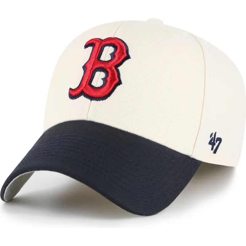 casquette-courbee-beige-et-bleue-marine-ajustable-mvp-two-tone-boston-red-sox-mlb-47-brand