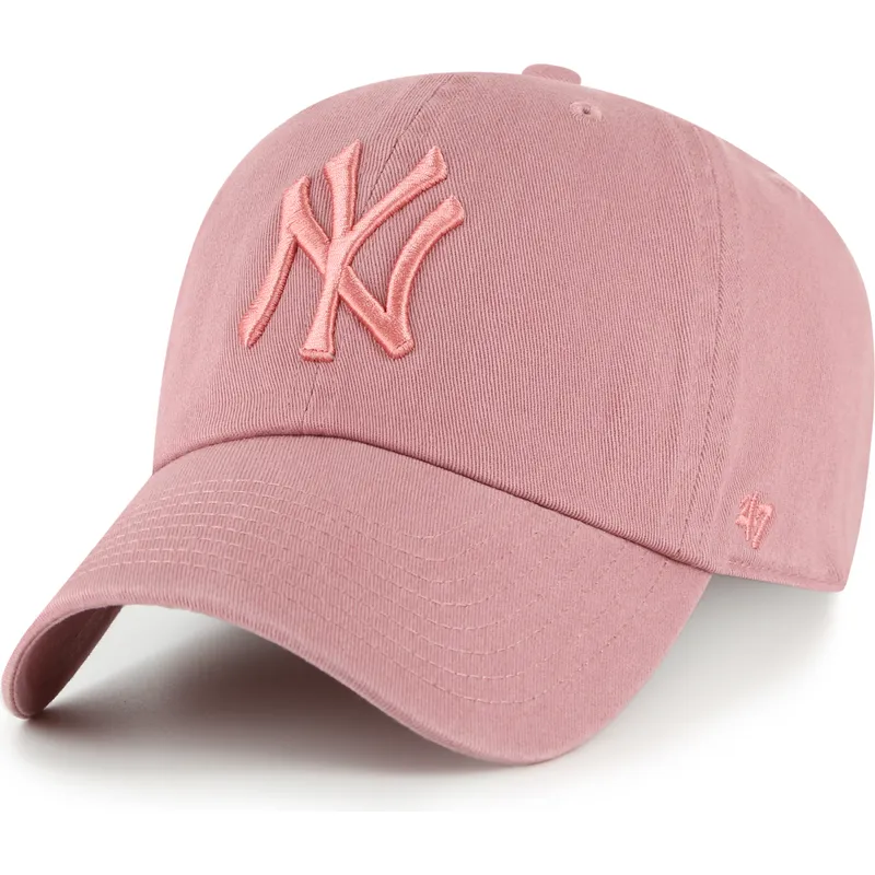 gorra-curva-rosa-ajustable-con-logo-rosa-clean-up-de-new-york-yankees-mlb-de-47-brand
