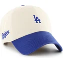 buet-beige-og-bla-justerbar-kasket-clean-up-base-runner-sure-shot-two-tone-fra-los-angeles-dodgers-mlb-fra-47-brand