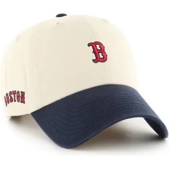 Böjd keps beige och marinblå justerbar Clean Up Base Runner Sure Shot Two Tone från Boston Red Sox MLB av 47 Brand