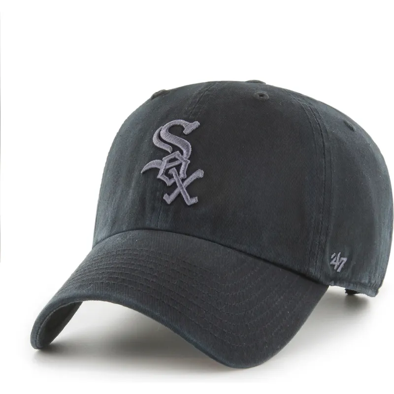 sort-justerbar-curved-kasket-med-grat-clean-up-logo-fra-chicago-white-sox-mlb-fra-47-brand