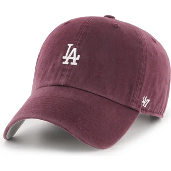 Justerbar vinrød buet kasket Clean Up Base Runner fra Los Angeles Dodgers MLB af 47 Brand