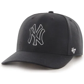 Sort snapback-kasket med buet skygge og sort Outline MVP DP Cold Zone-logo fra New York Yankees MLB af 47 Brand