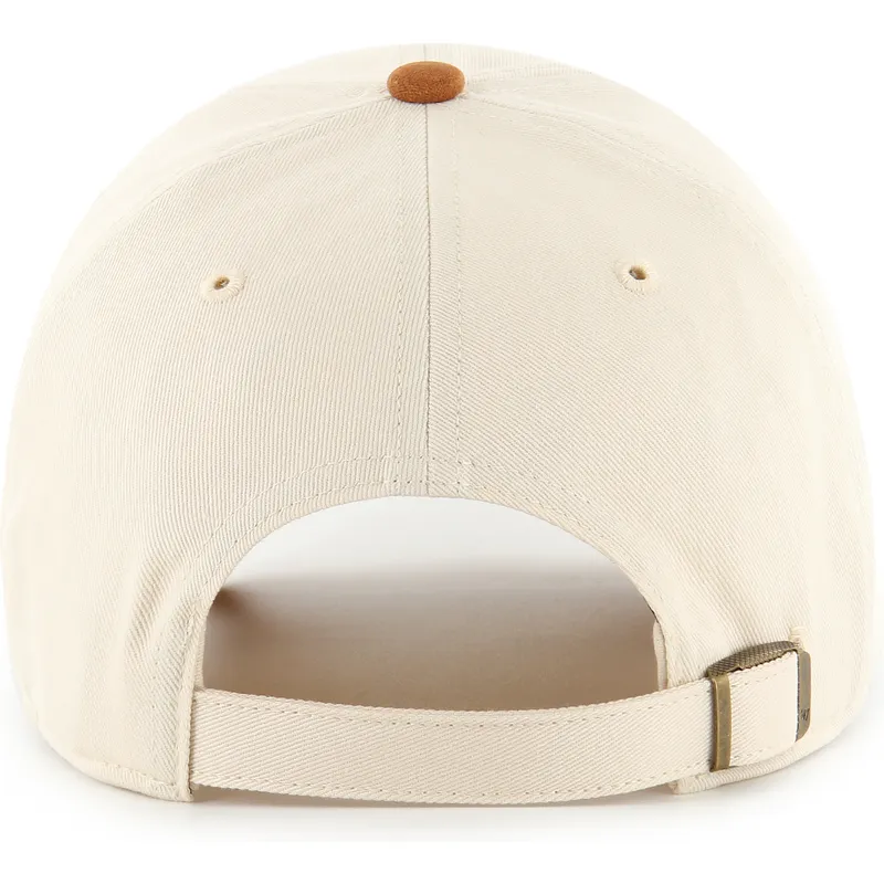 gorra-curva-beige-y-marron-ajustable-clean-up-mini-script-suede-visor-de-oakland-athletics-mlb-de-47-brand