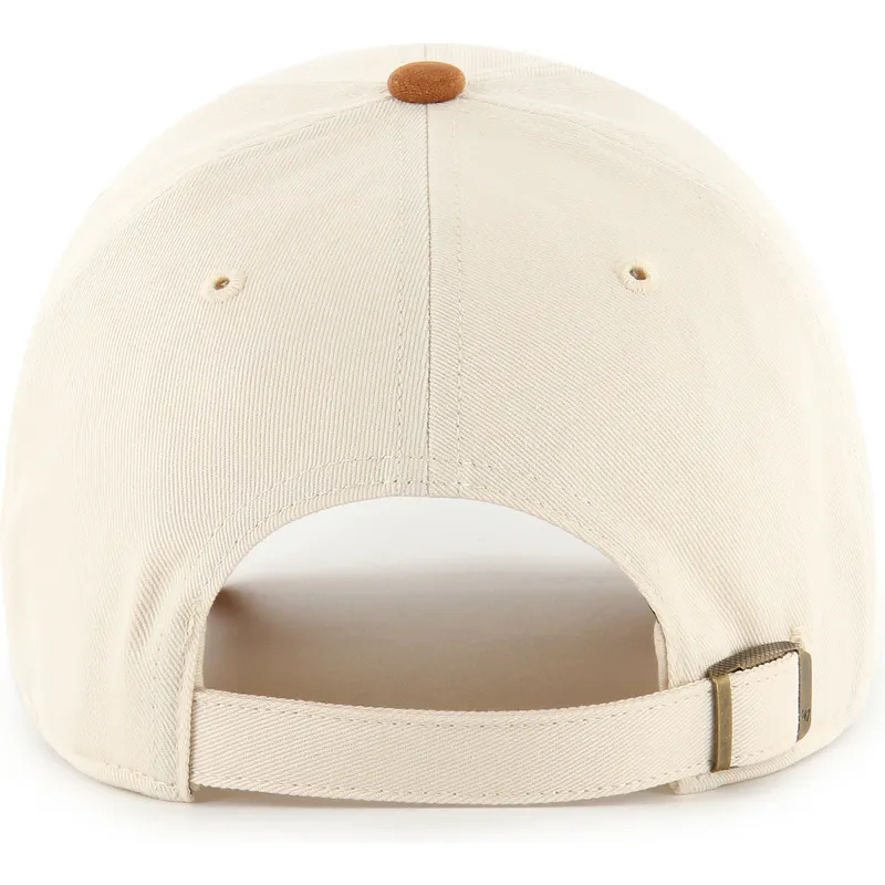 buet-beige-og-brun-justerbar-kasket-clean-up-mini-script-suede-visor-fra-los-angeles-dodgers-mlb-fra-47-brand