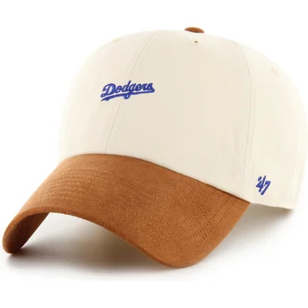 Böjd keps beige och brun justerbar Clean Up Mini Script Suede Visor Los Angeles Dodgers MLB av 47 Brand