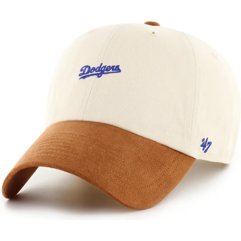 bojd-keps-beige-och-brun-justerbar-clean-up-mini-script-suede-visor-los-angeles-dodgers-mlb-av-47-brand