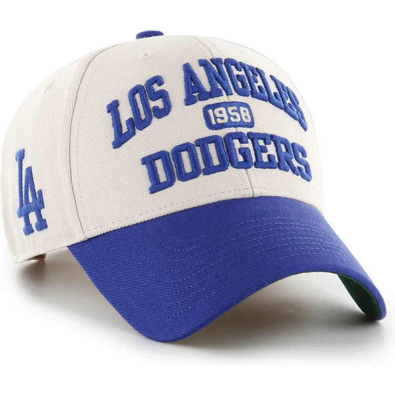 casquette-courbee-beige-et-bleue-ajustable-mvp-broke-line-los-angeles-dodgers-mlb-47-brand