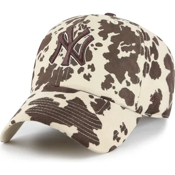 Brun böjd justerbar keps med brunt Clean Up Bessie-logotyp från New York Yankees MLB av 47 Brand