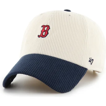 Cappellino curvo beige e blu marino regolabile Clean Up Cord Base Runner Two Tone di Boston Red Sox MLB di 47 Brand