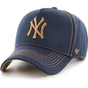 cappellino-curvo-blu-marino-e-marrone-regolabile-mvp-dt-contrast-stitch-di-new-york-yankees-mlb-di-47-brand