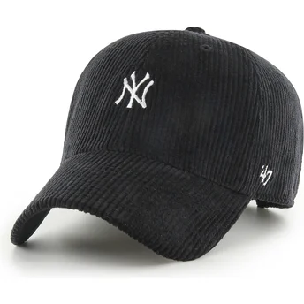 Gorra curva negra ajustable Clean Up Cord Base Runner de New York Yankees MLB de 47 Brand
