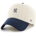 casquette-courbee-beige-et-bleue-marine-ajustable-clean-up-cord-base-runner-two-tone-new-york-yankees-mlb-47-brand