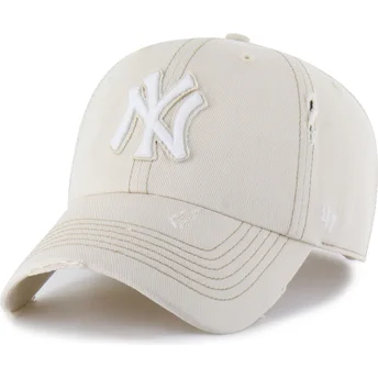 Buet beige justerbar kasket Clean Up Weathered Mojave fra New York Yankees MLB fra 47 Brand