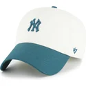 casquette-courbee-beige-et-verte-ajustable-clean-up-contemporary-two-tone-new-york-yankees-mlb-47-brand
