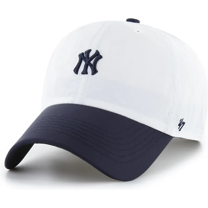 cappellino-curvo-bianco-e-blu-navy-regolabile-clean-up-vista-mini-two-tone-dei-new-york-yankees-mlb-di-47-brand